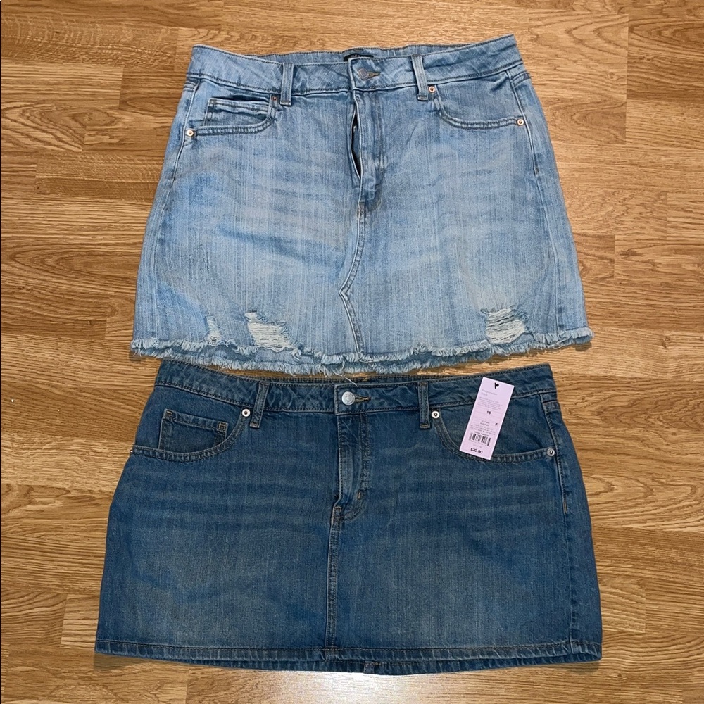 Wild Fable Distressed Denim Mini Skirt Duo - Light Blue and Dark Blue